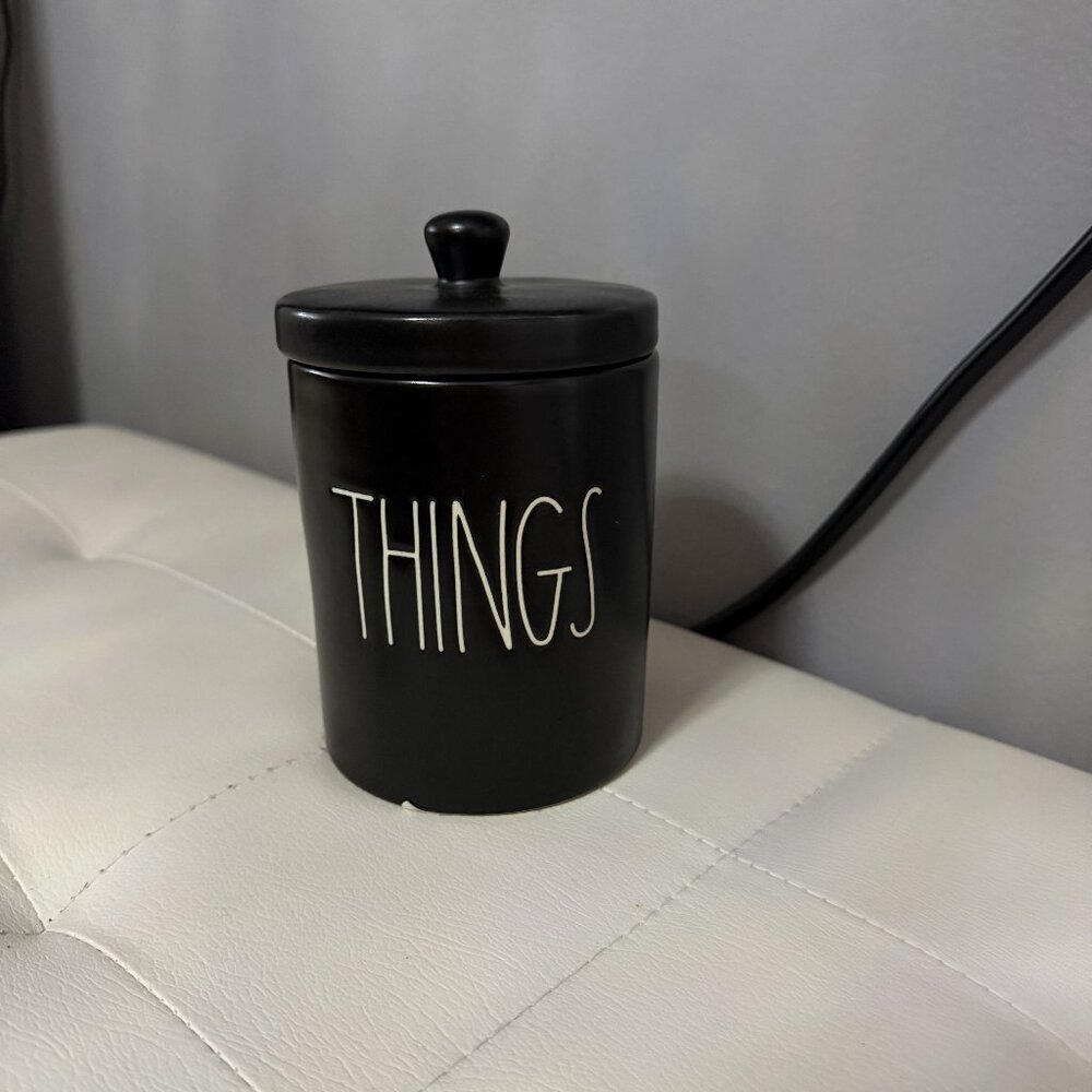 Rae Dunn Matte Black "THINGS" Jar